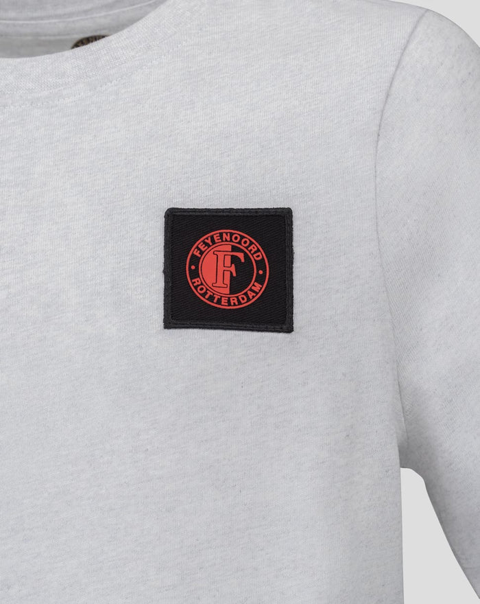 Grey Feyenoord Classic Junior T shirt with red circular club badge on chest