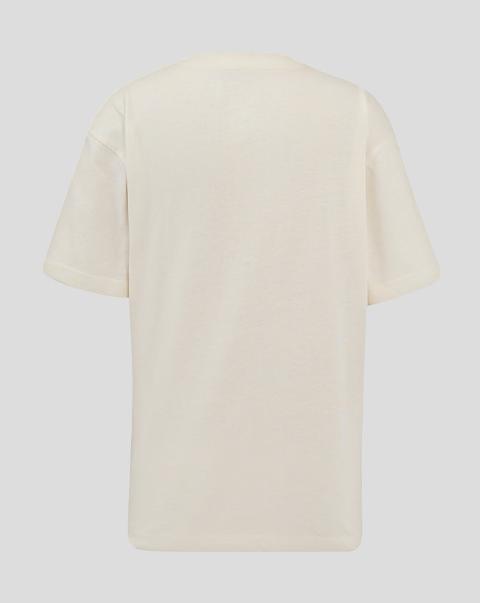Back view of cream white junior Feyenoord contemporary t-shirt with a simple clean design