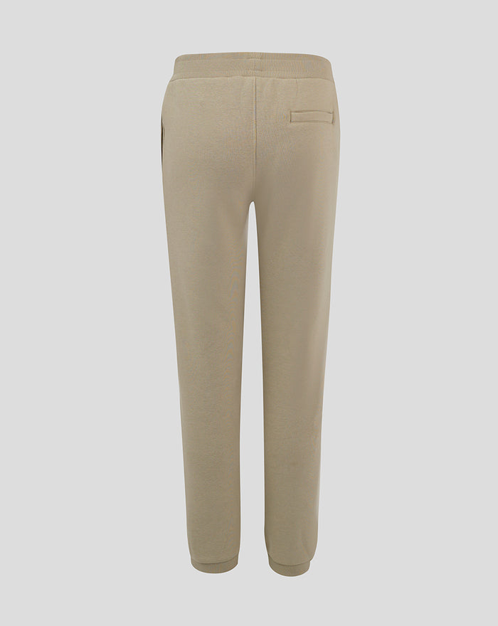 Back view of taupe grey Feyenoord contemporary junior joggers with a single back pocket and ribbed cuffs.