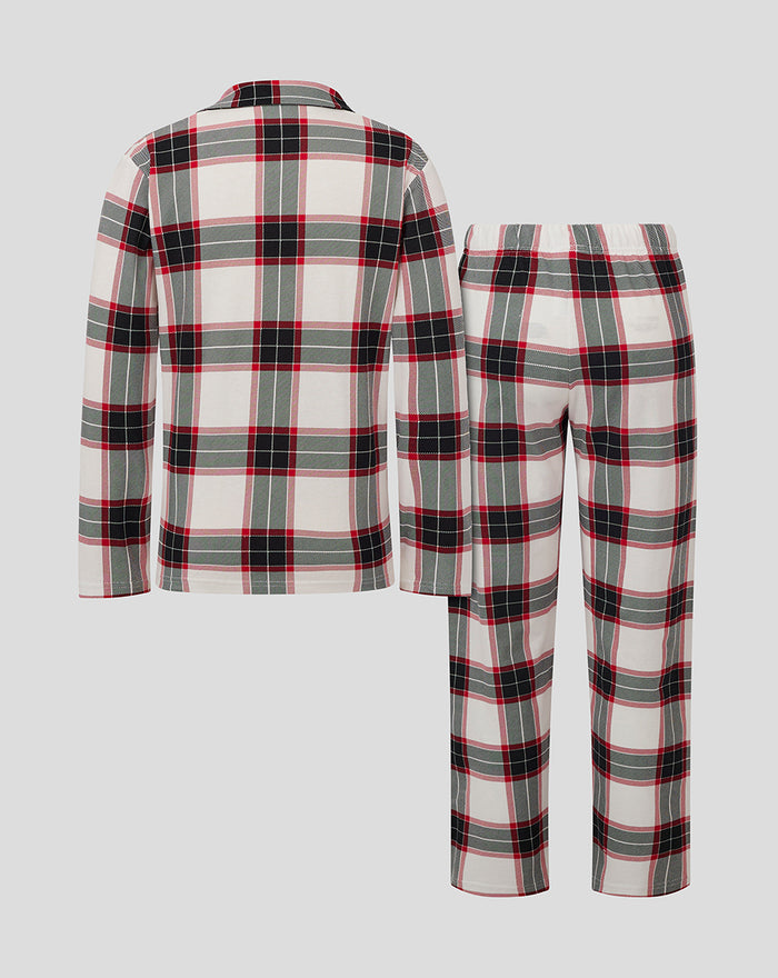 Kinderen Feyenoord pyjama set achterkant van shirt en broek in rood grijs wit ruitpatroon