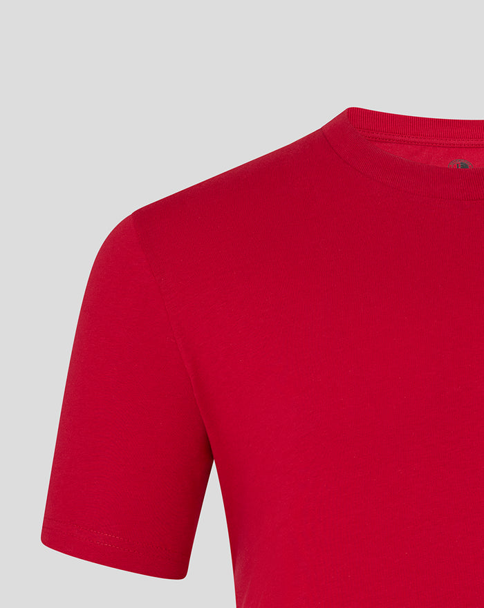Red Feyenoord Core Crest T shirt close up of shoulder area