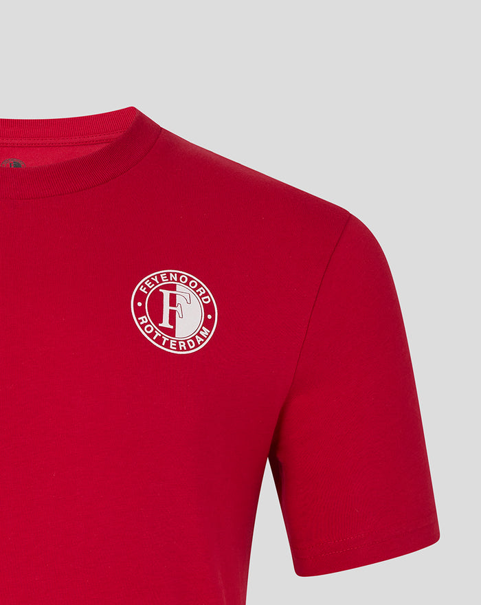Close up of the Feyenoord Crest on the red T-shirt left chest