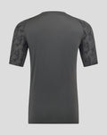 Back view of dark gray Feyenoord Coaches Training T-Shirt with patterned sleeves.