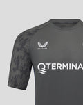 Donkergrijs Feyenoord Coaches Training T-Shirt met Castore en Feyenoord logo en grote vooropdruk sponsorprint