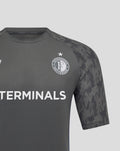 Close up of chest showing Feyenoord crest and large TERMINALS logo across front.