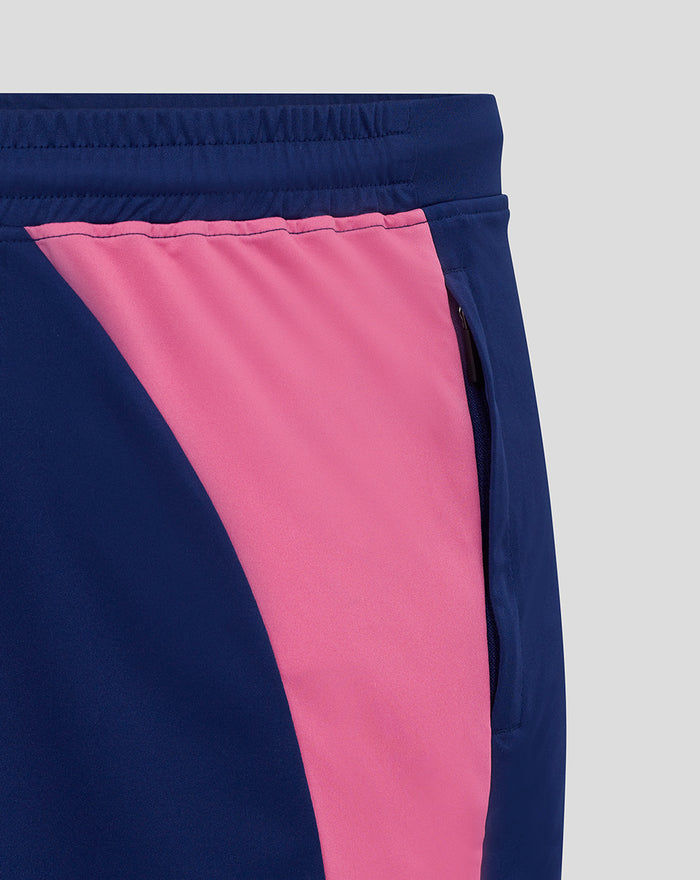Marineblauwe Feyenoord Speler Trainingsshort met roze zijpaneel en ritssluiting aan de zijkant