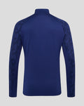 Back view of blue Feyenoord training midlayer top with patterned shoulders.