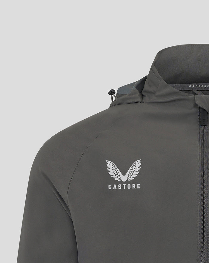 Dark gray Feyenoord coaches training jacket with white Castore logo on the chest