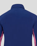 Back view of a blue men's training jacket showing the collar and smooth fabric