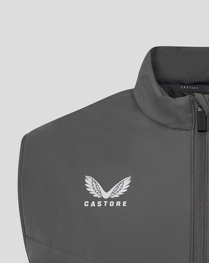 Close-up of Castore logo on the grey Feyenoord training gilet