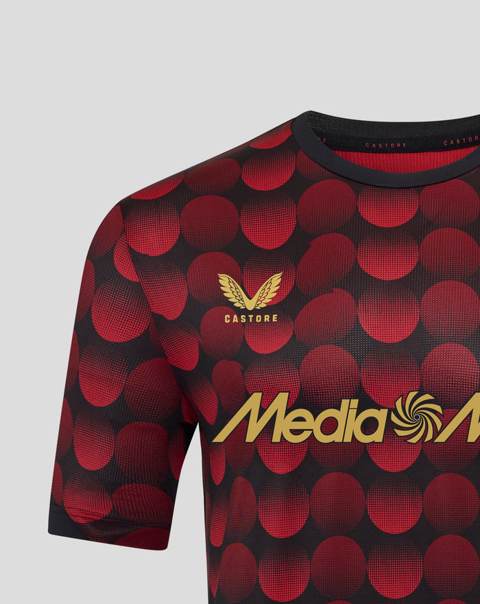 Feyenoord Thuis Matchday T-shirt chest area with gold crest and prominent MediaMarkt lettering