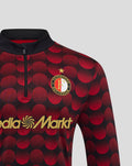 Front view of Feyenoord home Matchday Midlayer Top 2025-2026 for men with red circular pattern, crest on chest and gold Media Markt branding