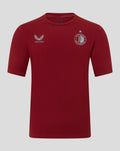 Red Feyenoord Travel T Shirt for men with Castore logo on left chest and club crest on right.