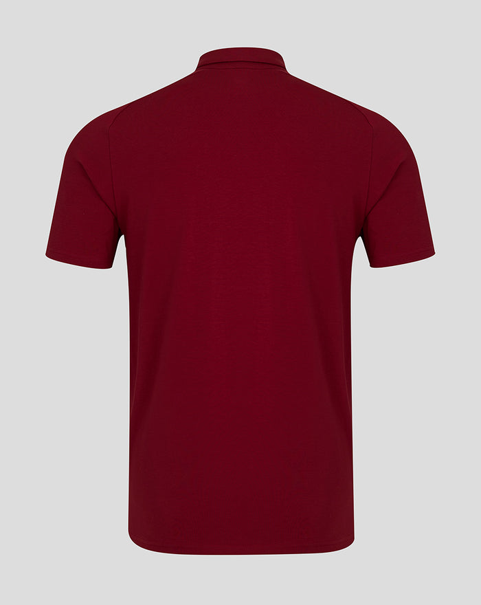 Back view of a deep red Feyenoord Travel Polo for men.