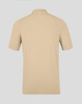 Back view of beige Feyenoord Travel Polo for men showing clean minimalist design and short sleeves