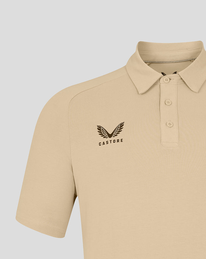Beige Feyenoord Travel Polo for men with collar and CASTORE crest logo on the chest
