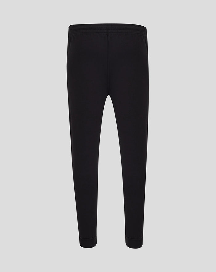 Black Feyenoord Travel Knit Pants with elastic waistband and side zip pocket.