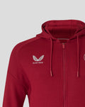 Red Feyenoord travel hoodie with hood and zipper featuring Castore branding and the club crest on chest