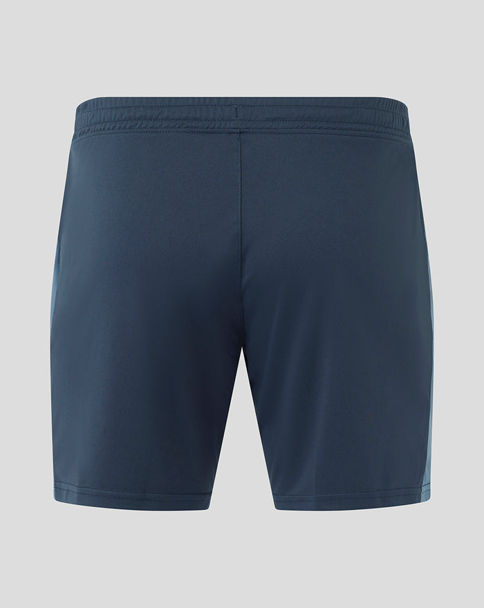 Back view of navy Feyenoord 2025-2026 men's away shorts with Castore logo on the left leg and Feyenoord crest on the right leg.