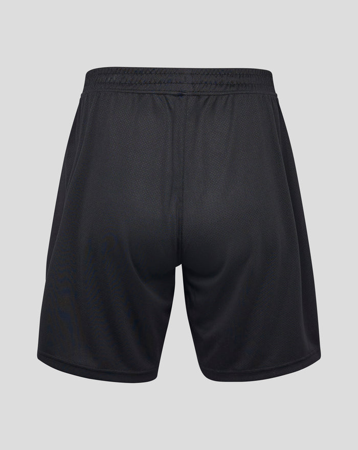 Back view of black Feyenoord Vierde Short with elastic waistband and subtle textured fabric