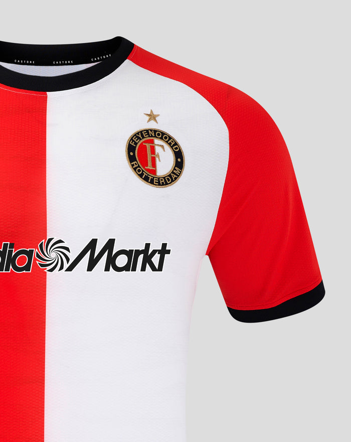 Front view of the Feyenoord Pro home shirt showing the club crest on the chest and a black Castore branded collar