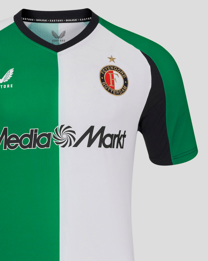 Close-up of Feyenoord Pro Derde Shirt 2024-2025 front showing crest on left chest and MediaMarkt sponsorship