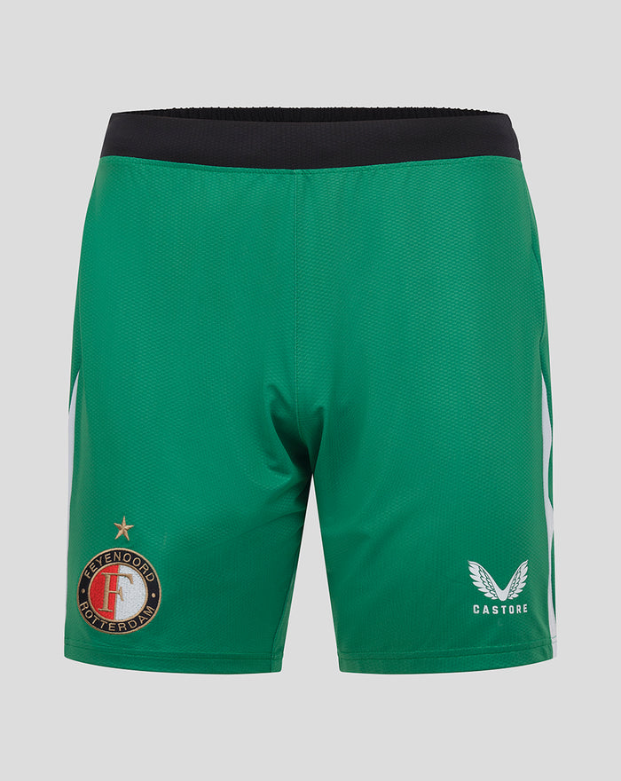 Back view of Feyenoord Pro Derde Short 2025-2026 men's green shorts with black waistband and club crest