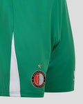 Close-up of green Feyenoord Pro Derde Short fabric with star and team crest.