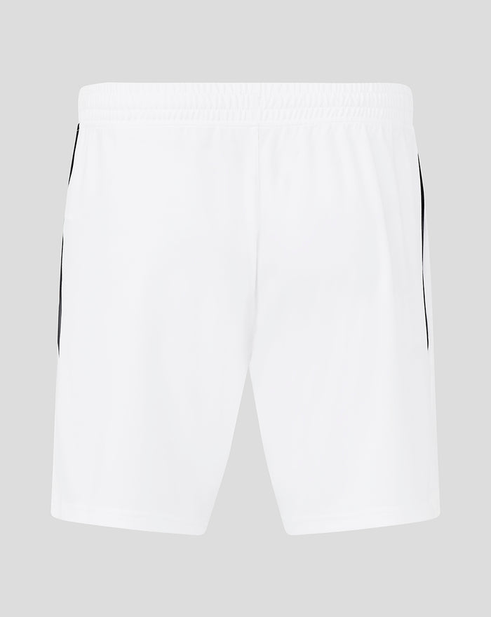 Back view of white Feyenoord third shorts for men with black side panels.