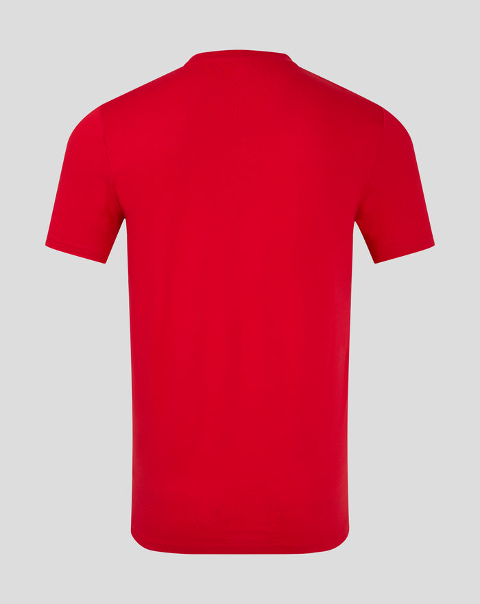 Back view of red Feyenoord Classic T-shirt for men with plain red fabric