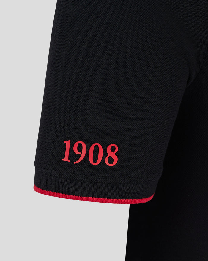 Front view of a black Feyenoord Classic polo for men with plain fabric and no visible branding