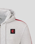 Grey heathered Feyenoord classic hoodie with a red zipper line and circular club crest patch on the chest