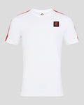 Feyenoord classic cotton T shirt for men in white with red shoulder piping and black square crest on left chest