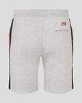Back view of grey Feyenoord Classic men's shorts with red 1908 embroidery and side stripes.