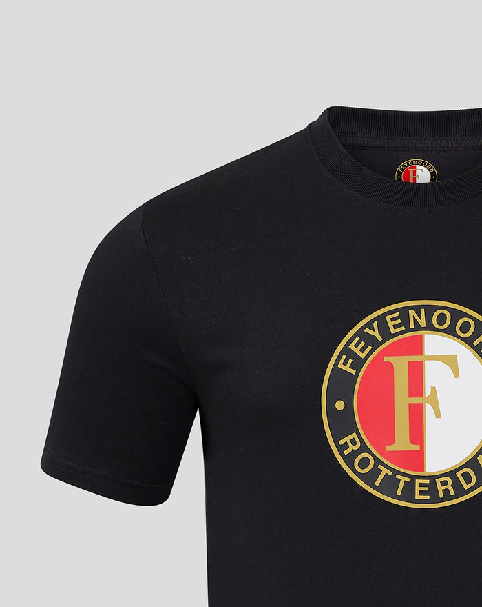 FEYENOORD black core logo T-shirt for men with a large circular emblem on the front