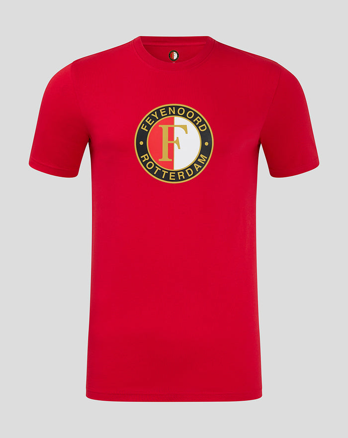 Red Feyenoord Core Logo T-shirt for men with a large circular crest on the front