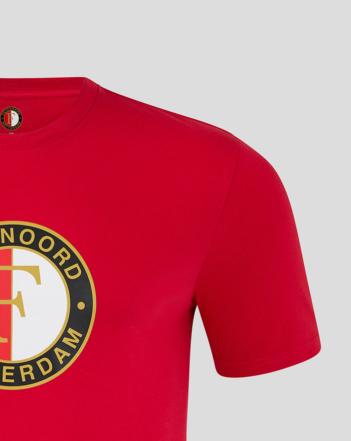 Red FEYENOORD Core Logo men's T-shirt with a large circular crest on the chest.