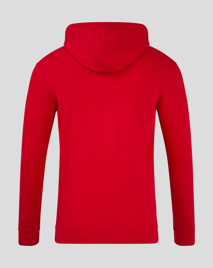 Back view of the red Feyenoord Core Hoody for men showing the hood and plain rear