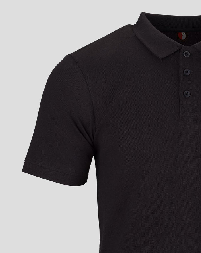 Black Feyenoord Core polo for men with a collar and button placket