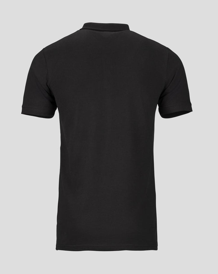 Back view of the black Feyenoord Core polo for men with plain fabric