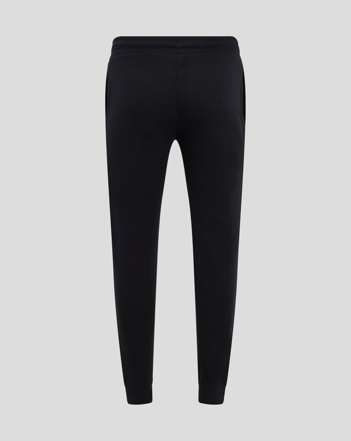 Back view of black Feyenoord Core joggers for men with an elastic waistband