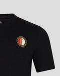 Feyenoord Rotterdam crest on the chest of a black men's T-shirt