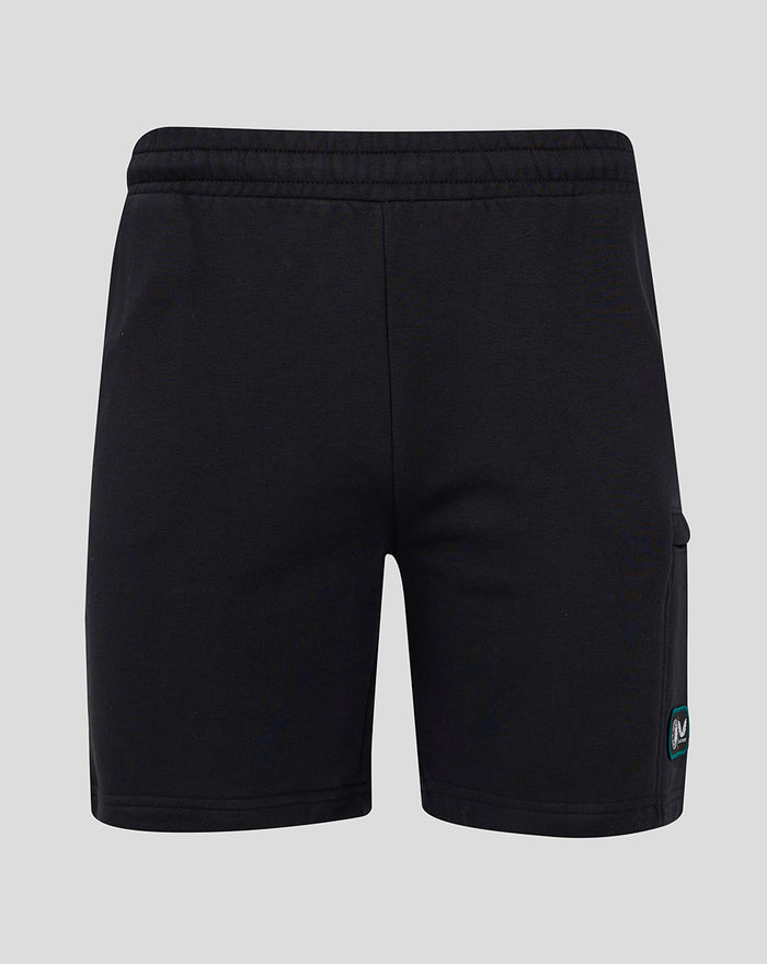 Black Feyenoord Castore shorts for men with an elastic waistband and a small circular logo patch on the leg