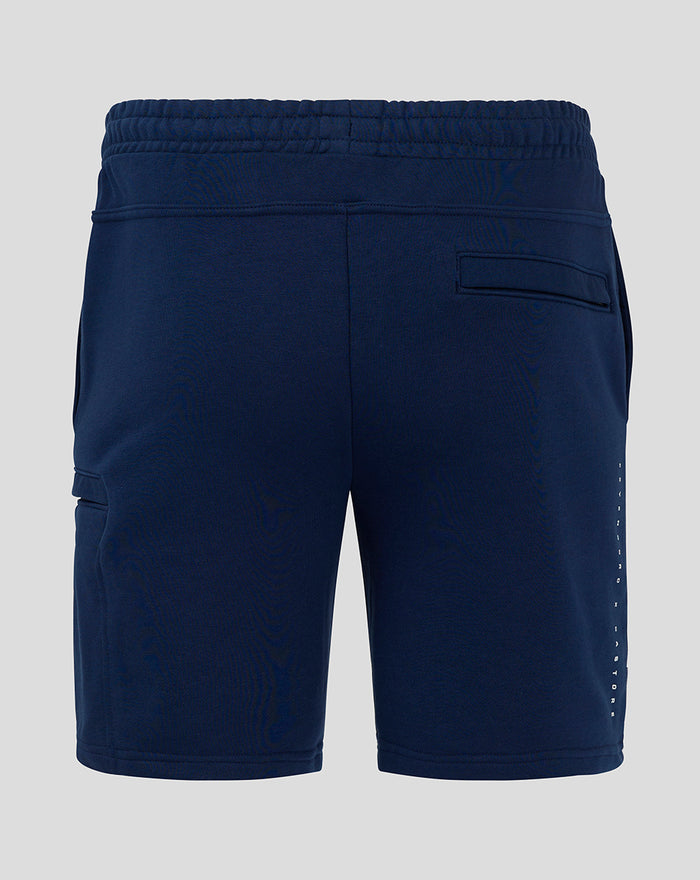 Back view of navy Feyenoord x Castore men's shorts featuring a single rear welt pocket