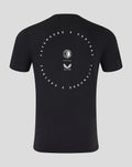 Back view of black Feyenoord x Castore T shirt with a large circular logo design on the upper back.
