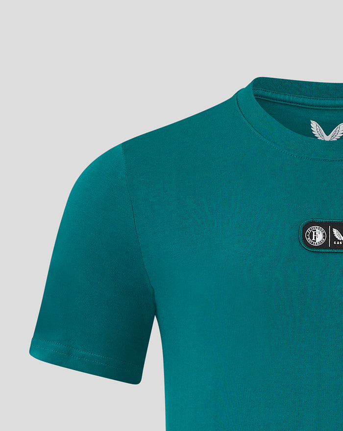 Feyenoord Castore cotton T shirt for men in Blauwgroen with chest badge patch