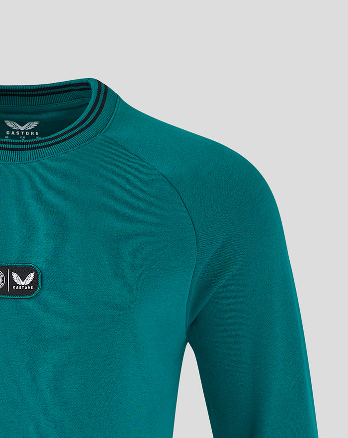 Teal Feyenoord x Castore fleece shirt neckline and shoulder close up with ribbed collar