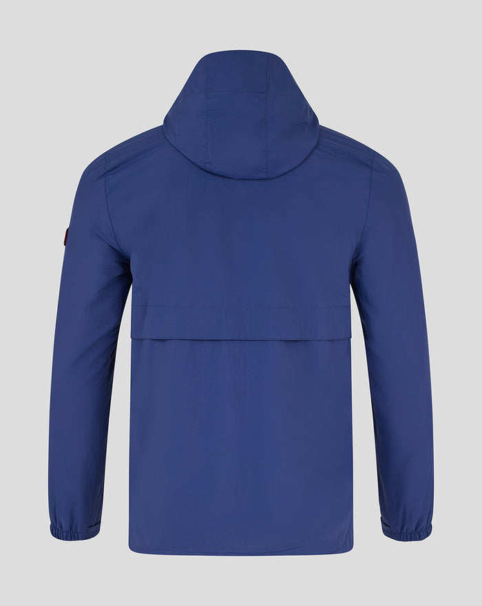 Back view of blue Feyenoord x Castore men's anorak with hood