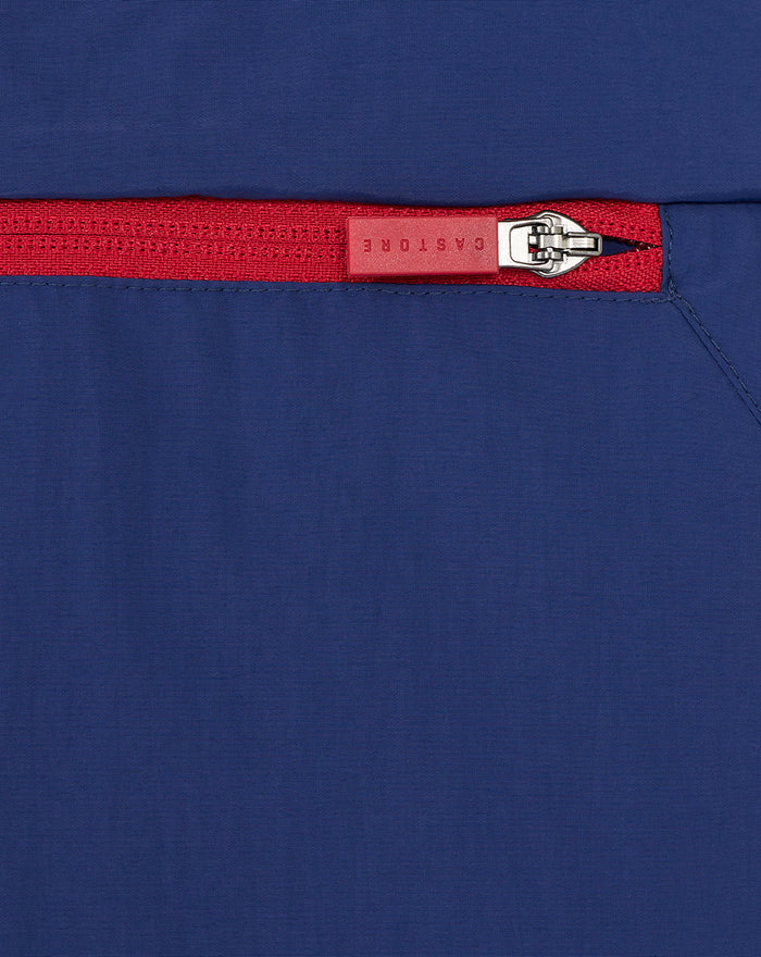Red zipper with Castore pull on blue Feyenoord Castore anorak