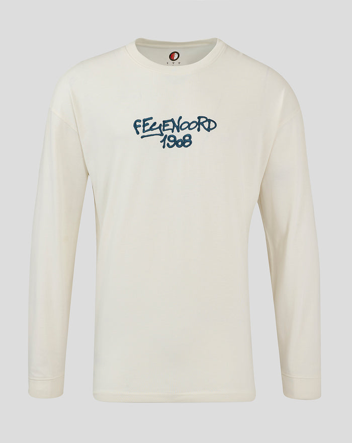 Cream long sleeve T shirt with Feyenoord 1908 script on the chest.